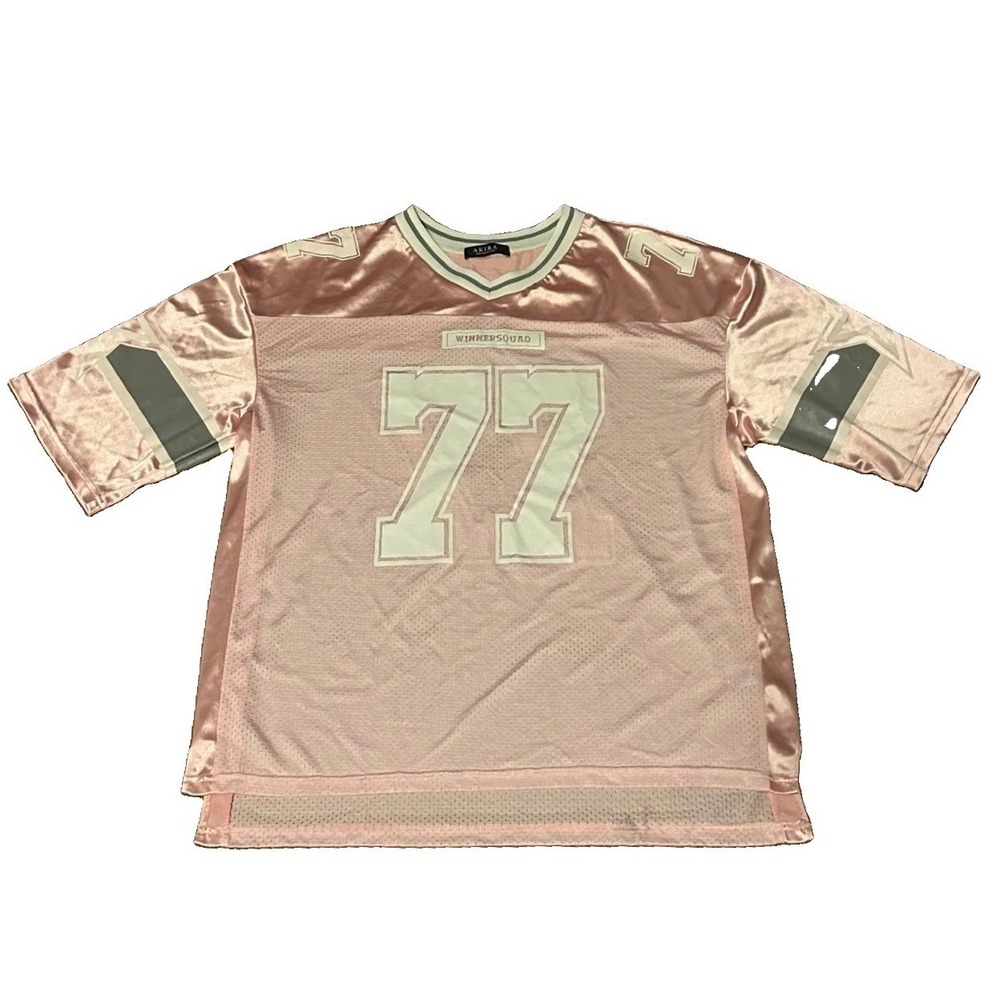 Akira Winnersquad 77 Paris Football Jersey Pink Rose Gold Satin Mesh Mens Large